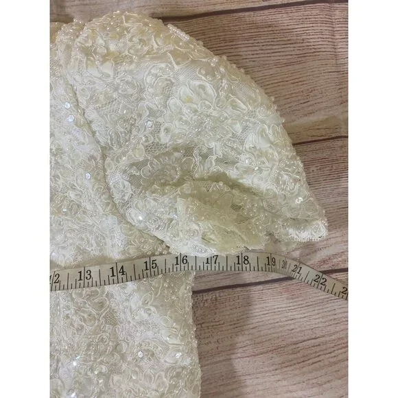 Vintage Min Cheri Women's Embellished Beaded Wedding Dress - Small - Picture 12 of 13